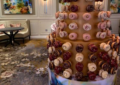 Doughnut wall at a wedding event